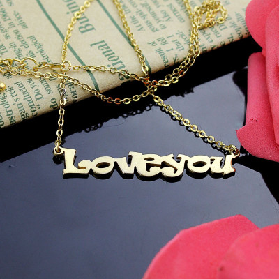 Cute Cartoon Ravie Font 18ct Gold Plated Name Necklace - Handcrafted & Custom-Made