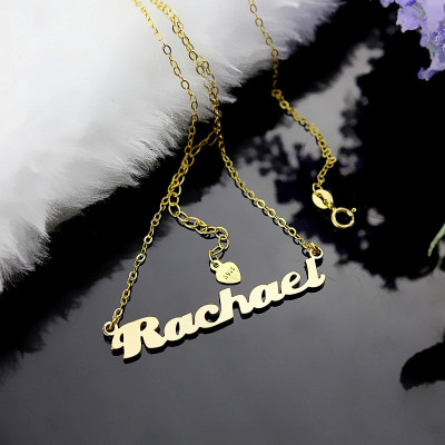 Personalised 18ct Solid Gold Puff Font Name Necklace - Handcrafted & Custom-Made