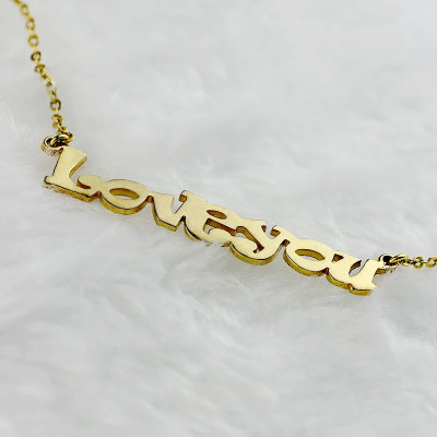 Cute Cartoon Ravie Font 18ct Gold Plated Name Necklace - Handcrafted & Custom-Made