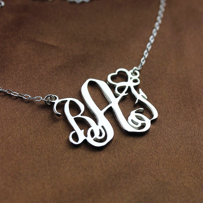 Personalised Initial Monogram Necklace 18ct White Gold Plated With Heart - Handcrafted & Custom-Made