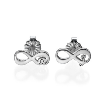 Infinity Stud Earrings with Initial - Handcrafted & Custom-Made