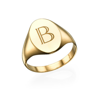 Initial Signet Ring - 18ct Gold Plated - Handcrafted & Custom-Made