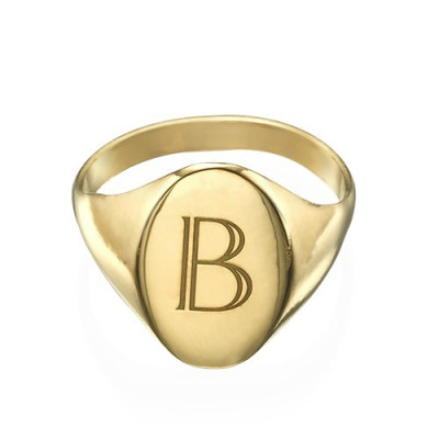 Initial Signet Ring - 18ct Gold Plated - Handcrafted & Custom-Made