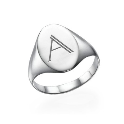 Initial Signet Ring in Sterling Silver - Handcrafted & Custom-Made
