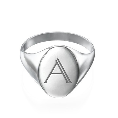 Initial Signet Ring in Sterling Silver - Handcrafted & Custom-Made