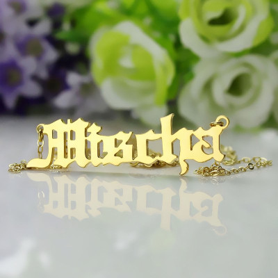 Old English Name Necklace 18ct Gold Plated - Handcrafted & Custom-Made