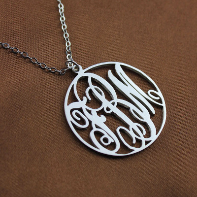 Personalised Necklace Fancy Circle Monogram Necklace Silver - Handcrafted & Custom-Made