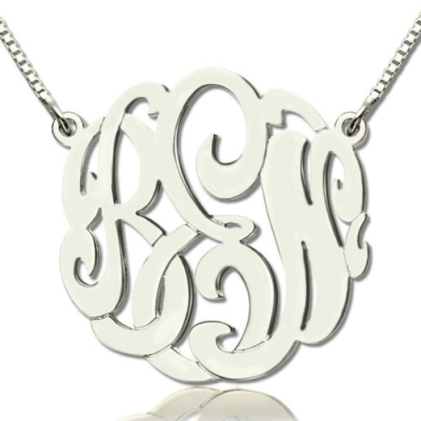 Custom Large Monogram Necklace Hand-painted Sterling Silver - Handcrafted & Custom-Made
