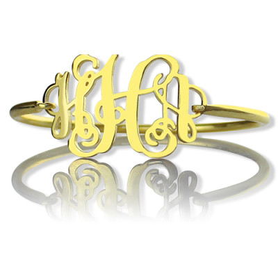 18ct Gold Plated Monogram Initial Bracelet 1.25 Inch - Handcrafted & Custom-Made