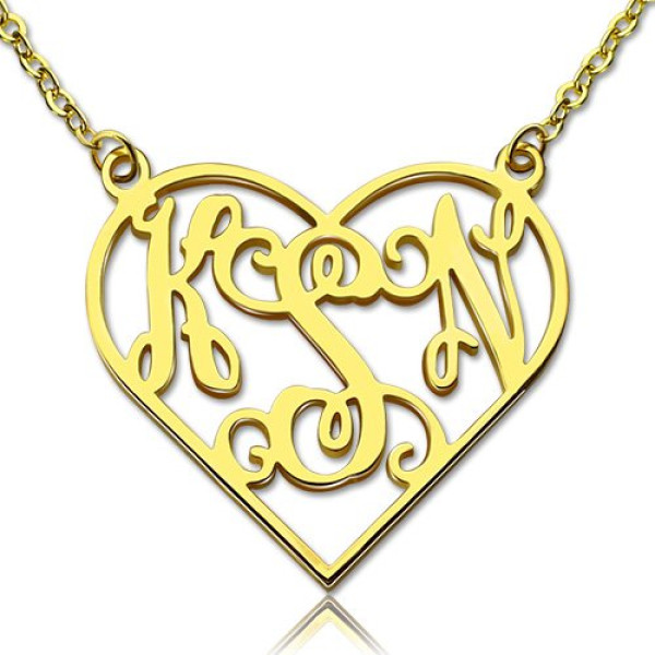 Cut Out Heart Monogram Necklace 18ct Gold Plated - Handcrafted & Custom-Made