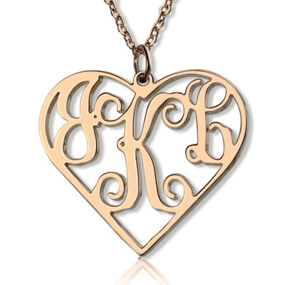 Solid Rose Gold 18ct Initial Monogram Personalised Heart Necklace - Handcrafted & Custom-Made