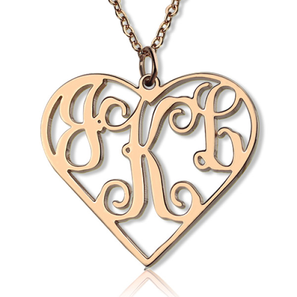 Solid Rose Gold 18ct Initial Monogram Personalised Heart Necklace - Handcrafted & Custom-Made