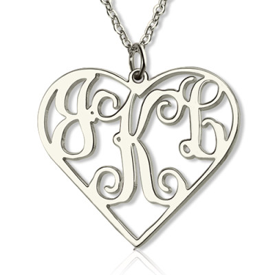 Sterling Silver Initial Monogram Personalised Heart Necklace - Handcrafted & Custom-Made