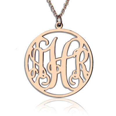 Circle Initial Monogram Necklace Rose Gold Plated - Handcrafted & Custom-Made