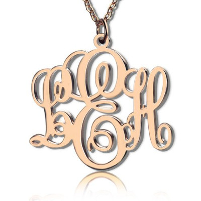 Personalised Vine Font Initial Monogram Necklace 18ct Rose Gold Plated - Handcrafted & Custom-Made