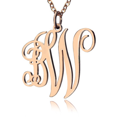 Personalised Vine Font 2 Initial Monogram Necklace 18ct Rose Gold Plated - Handcrafted & Custom-Made