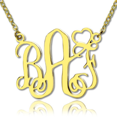 Personalised Initial Monogram Necklace With Heart 18ct Gold Plated - Handcrafted & Custom-Made
