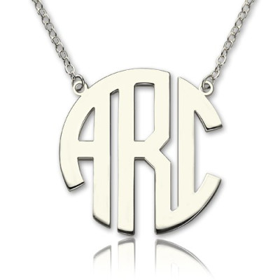Sterling Silver Block Monogram Pendant Necklace - Handcrafted & Custom-Made