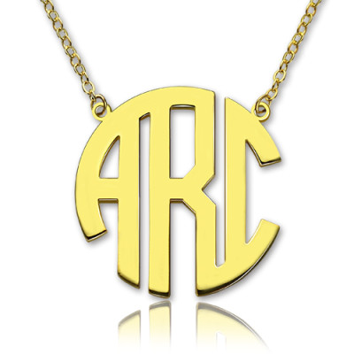 18ct Gold Plated Block Monogram Pendant Necklace - Handcrafted & Custom-Made
