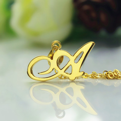 18ct Gold Plated Christina Applegate Initial Necklace - Handcrafted & Custom-Made