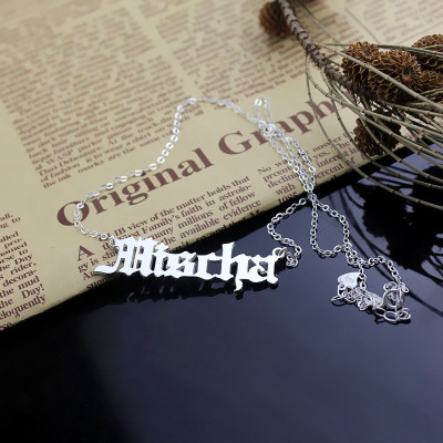 Old English Name Necklace Sterling Silver - Handcrafted & Custom-Made