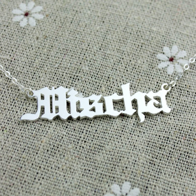 Old English Name Necklace Sterling Silver - Handcrafted & Custom-Made