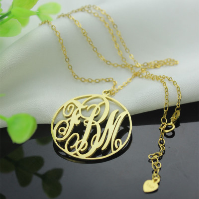 18ct Gold Plated Circle Initial Monogram Necklace - Handcrafted & Custom-Made
