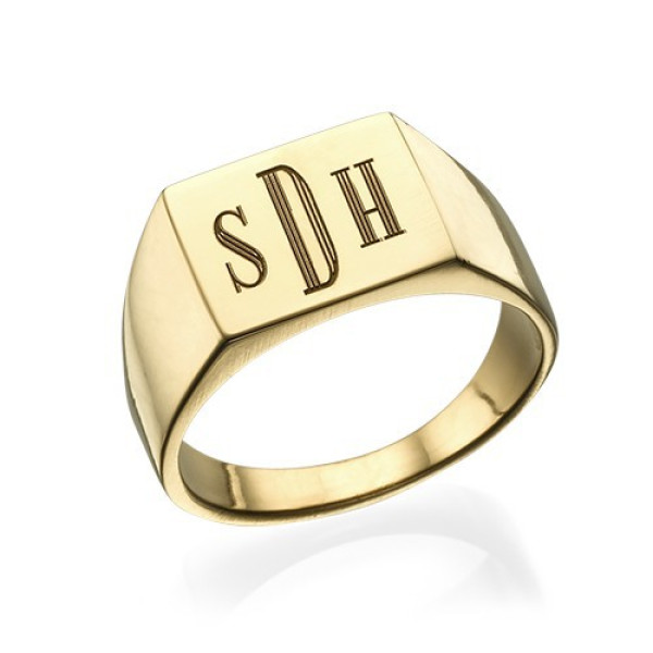 Monogrammed Signet Ring - 18ct Gold Plated - Handcrafted & Custom-Made