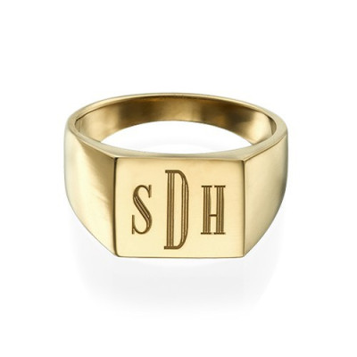 Monogrammed Signet Ring - 18ct Gold Plated - Handcrafted & Custom-Made