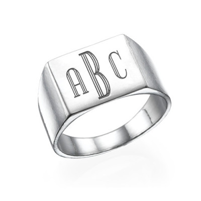 Monogrammed Signet Ring in Silver - Handcrafted & Custom-Made