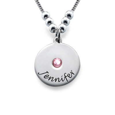 Mother's Disc and Birthstone Necklace  - Handcrafted & Custom-Made