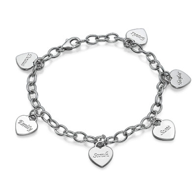 Mum Charm Bracelet/Anklet with Personalised Hearts - Handcrafted & Custom-Made