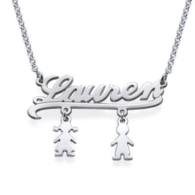 Mummy Name Necklace with Kids Charms - Handcrafted & Custom-Made