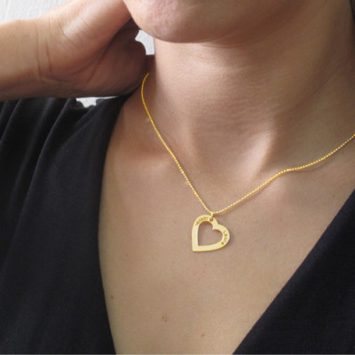 18k Gold Plated 0.925 Silver Engraved Necklace - Heart - Handcrafted & Custom-Made