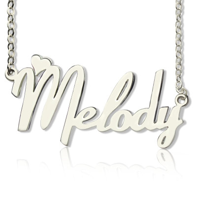 Personalised 18ct White Gold Plated Fiolex Girls Fonts Heart Name Necklace - Handcrafted & Custom-Made