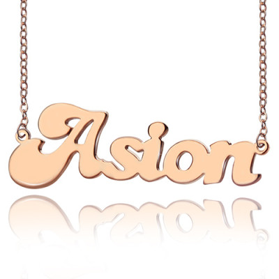 Personalised 18ct Rose Gold Plated BANANA Font Style Name Necklace - Handcrafted & Custom-Made