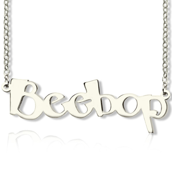 Solid White Gold Personalised Beetle font Letter Name Necklace - Handcrafted & Custom-Made
