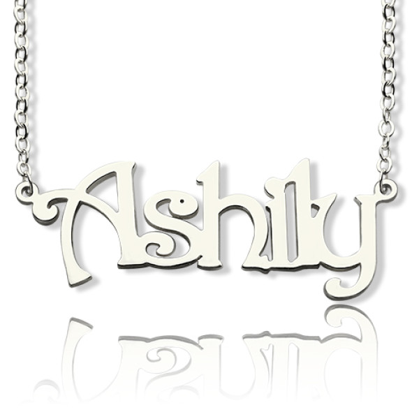 925 Sterling Silver Harrington Font Name Necklace - Handcrafted & Custom-Made