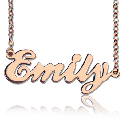 Cursive Script Name Necklace 18ct Solid Rose Gold - Handcrafted & Custom-Made