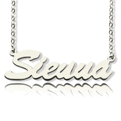 Solid White Gold Sienna Style Name Necklace - Handcrafted & Custom-Made