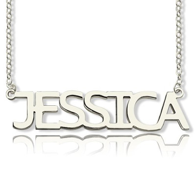 Block Letter Name Necklace Silver - "jessica" - Handcrafted & Custom-Made