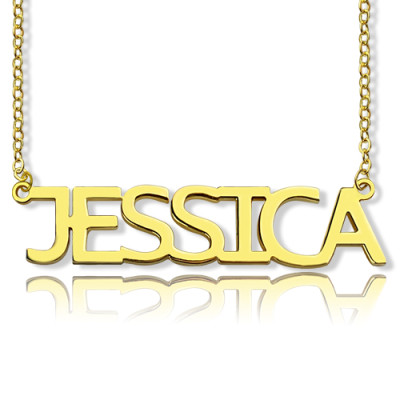 Solid Gold Plated Jessica Style Name Necklace - Handcrafted & Custom-Made