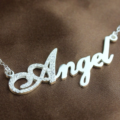 Sterling Silver Script Name Necklace-Initial Full Birthstone  - Handcrafted & Custom-Made