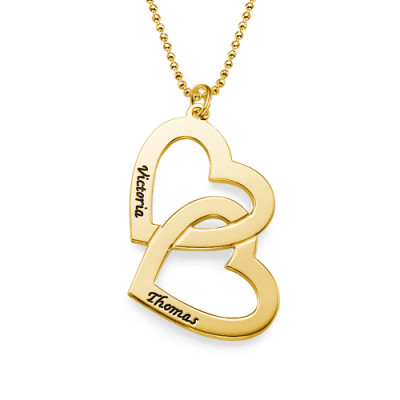 18CT Personalised Gold Plated Heart in Heart Necklace - Handcrafted & Custom-Made