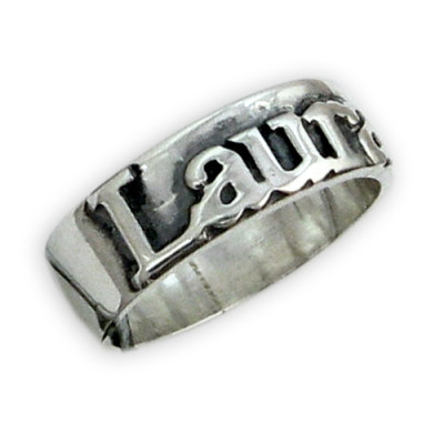 Personalised Silver on Silver Name Ring - Handcrafted & Custom-Made