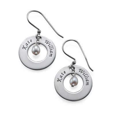 Personalised Earrings with Two Names  Birthstone  - Handcrafted & Custom-Made