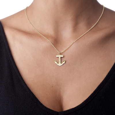 18ct Gold Plated Sterling Silver Anchor Necklace - Handcrafted & Custom-Made
