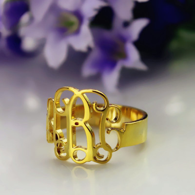 18ct Gold Plated Monogram Ring Cut Out - Handcrafted & Custom-Made