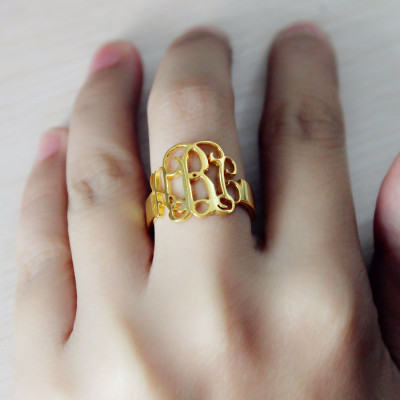 18ct Gold Plated Monogram Ring Cut Out - Handcrafted & Custom-Made