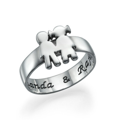 Mum Ring with Children Holding Hands - Handcrafted & Custom-Made